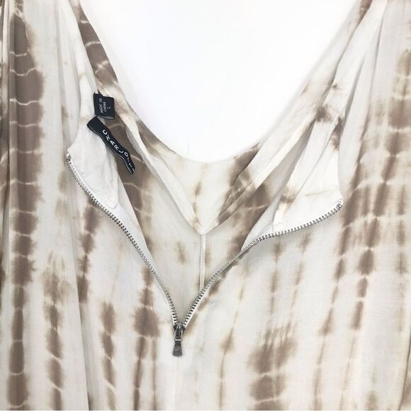 Charlotte Tarantola Tan White Tie Dye Sleeveless Drawstring Waist Romper - Picture 9 of 13